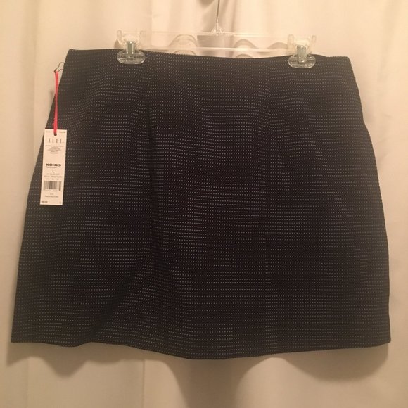 Black A-Line Skirt, Micro White Dots & Pockets - L - Picture 3 of 5